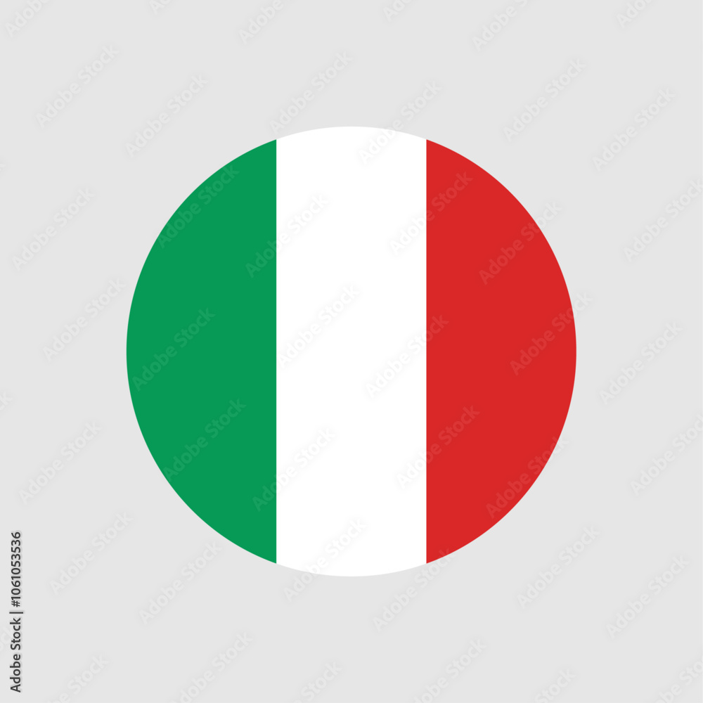 Italy flag icon. The country sign. Round shape. Vector image. Italy flag icon. The country sign. Round shape. Vector image.