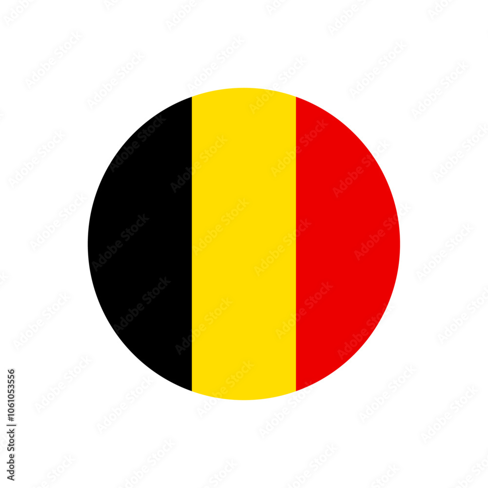 Fototapeta premium Belgium flag icon. The country sign. Round shape. Isolated on a white background. Vector image.