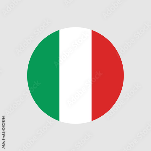 Italy flag icon. The country sign. Round shape. Vector image.