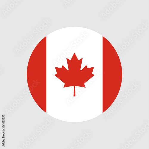 Canada flag icon. The country sign. Round shape. Vector image.