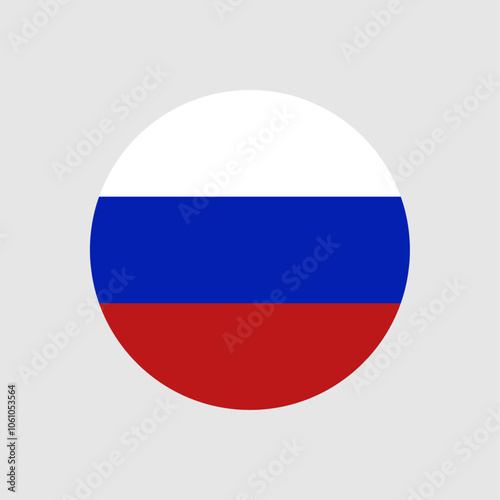 Russia flag icon. The country sign. Round shape. Vector image.