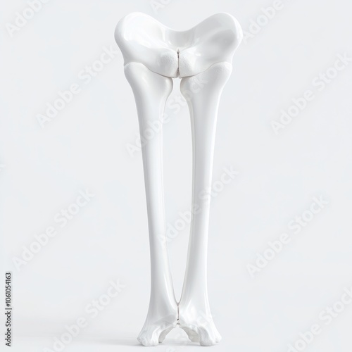 Human Tibia and Fibula Bones, isolated on white background.