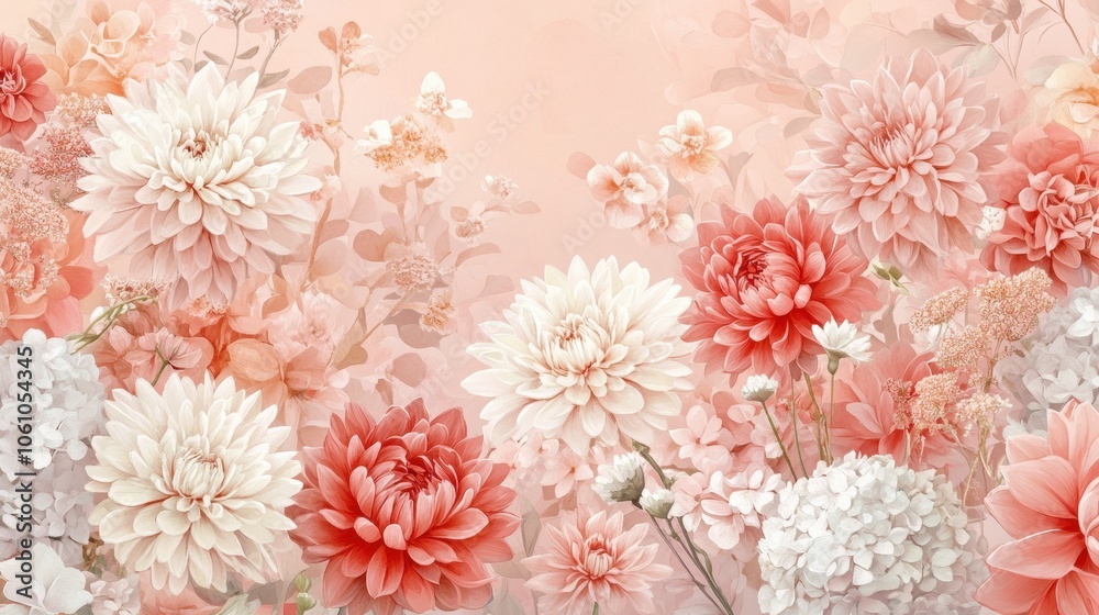 Delicate Bouquet of Beautiful Pastel Dahlia Flowers Delicate Bouquet of Beautiful Pastel Dahlia Flowers