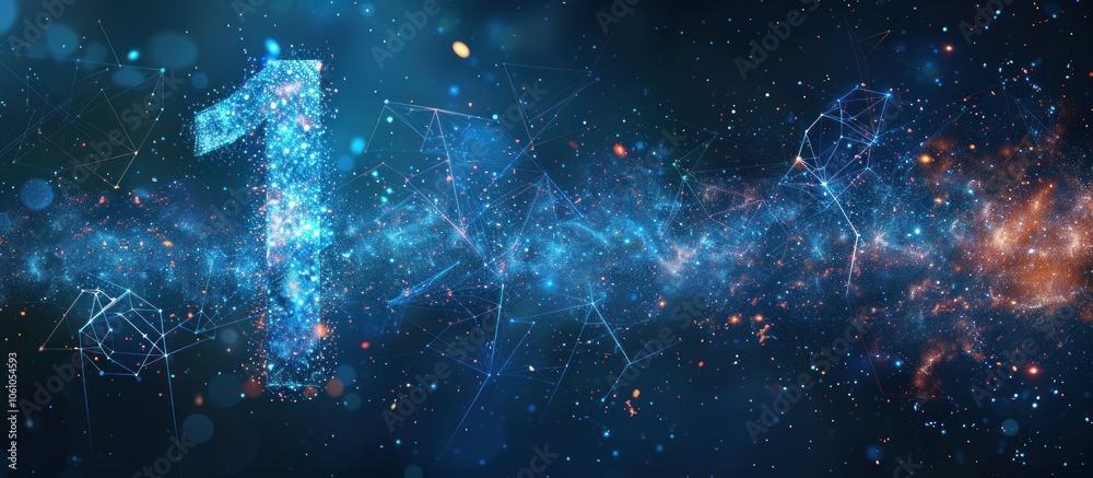 Number one glowing in an abstract digital background. Number one glowing in an abstract digital background.