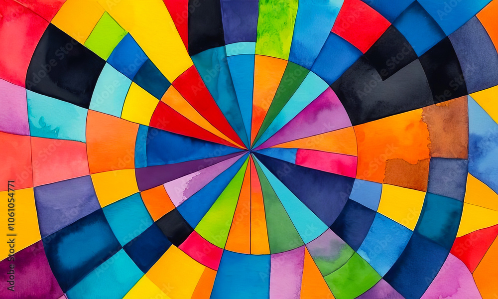 Fototapeta premium Abstract bright multicolor background, colorful concentric pattern