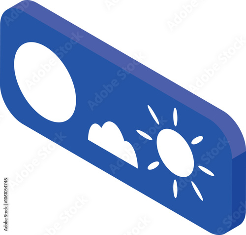 Day night switch button showing sun and moon with cloud isometric icon represents changing between light and dark modes