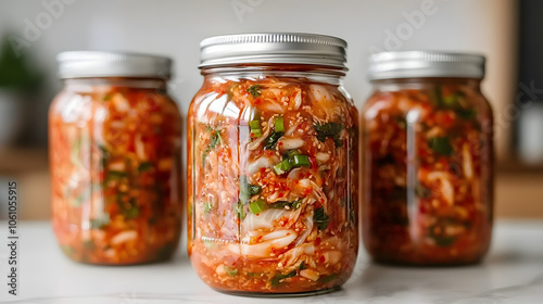 Kimchi Packed in Glass Jar | Authentic Korean Cuisine, Fermented Vegetables, Healthy Probiotics, Traditional Side Dish, Vibrant and Flavourful