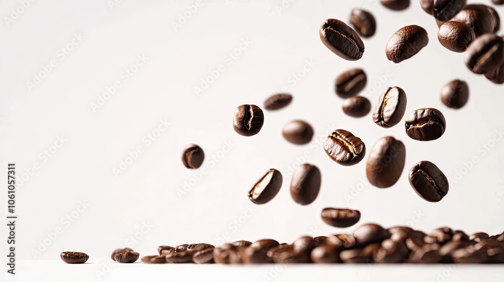 Falling Coffee Beans Captured in Mid-Air During the Roasting Process Generative AI Falling Coffee Beans Captured in Mid-Air During the Roasting Process Generative AI