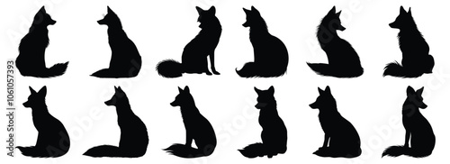 Fox silhouette set vector design big pack of fox illustration and icon