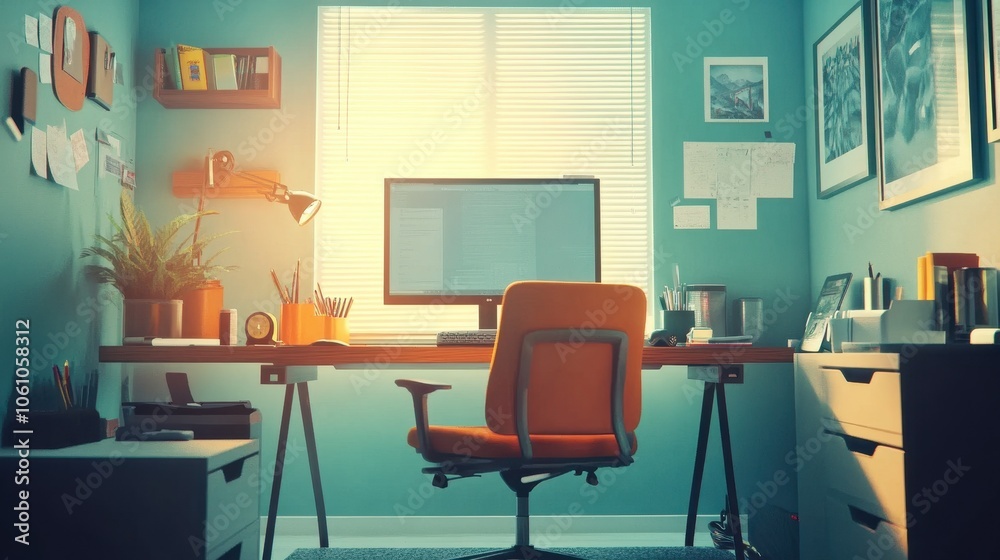 Cozy and Inspirational Home Office Space with Teal Walls Cozy and Inspirational Home Office Space with Teal Walls