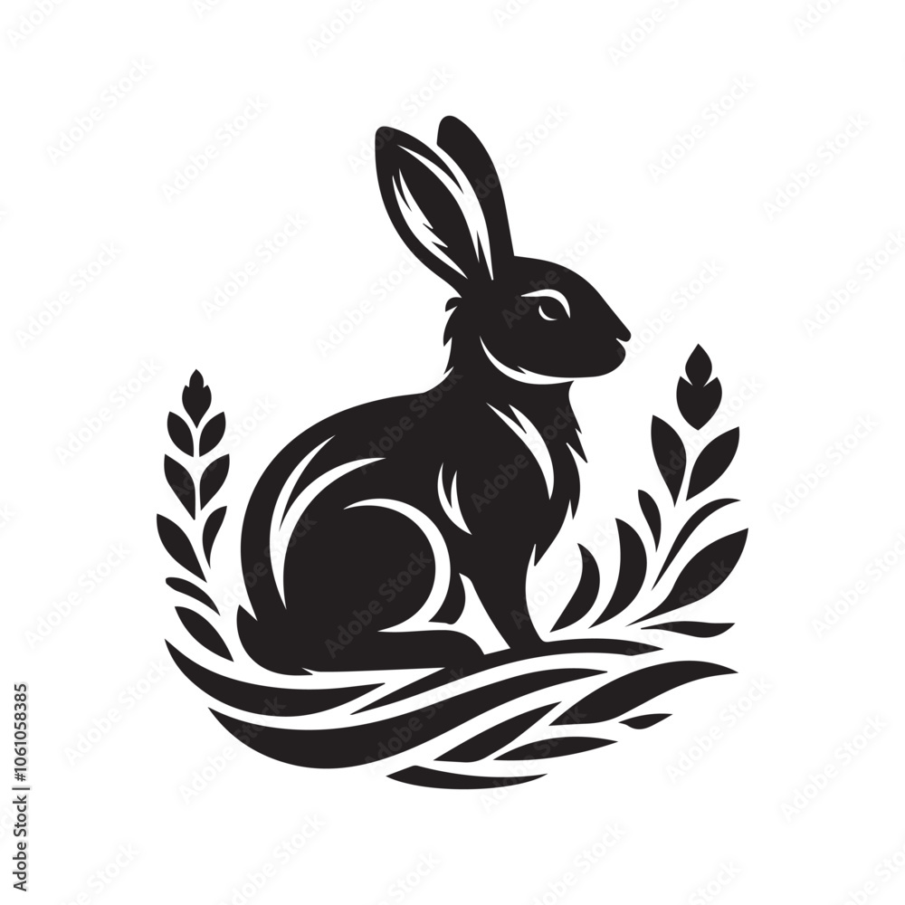A Black rabbit silhouette design A Black rabbit silhouette design