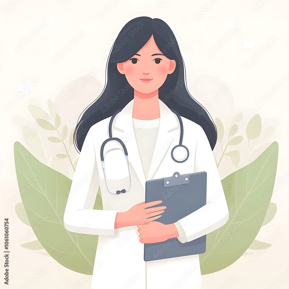 A female doctor is confidently holding a clipboard and a pen in her hand A female doctor is confidently holding a clipboard and a pen in her hand