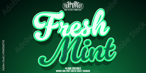 Fresh editable text effect, customizable mint and green 3d font style