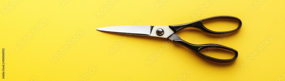 Black-Handled Scissors on a Yellow Background Black-Handled Scissors on a Yellow Background