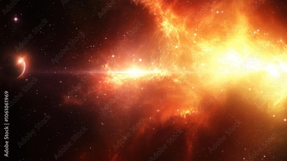 Cosmic Explosion - Fiery Celestial Phenomenon in Deep Space