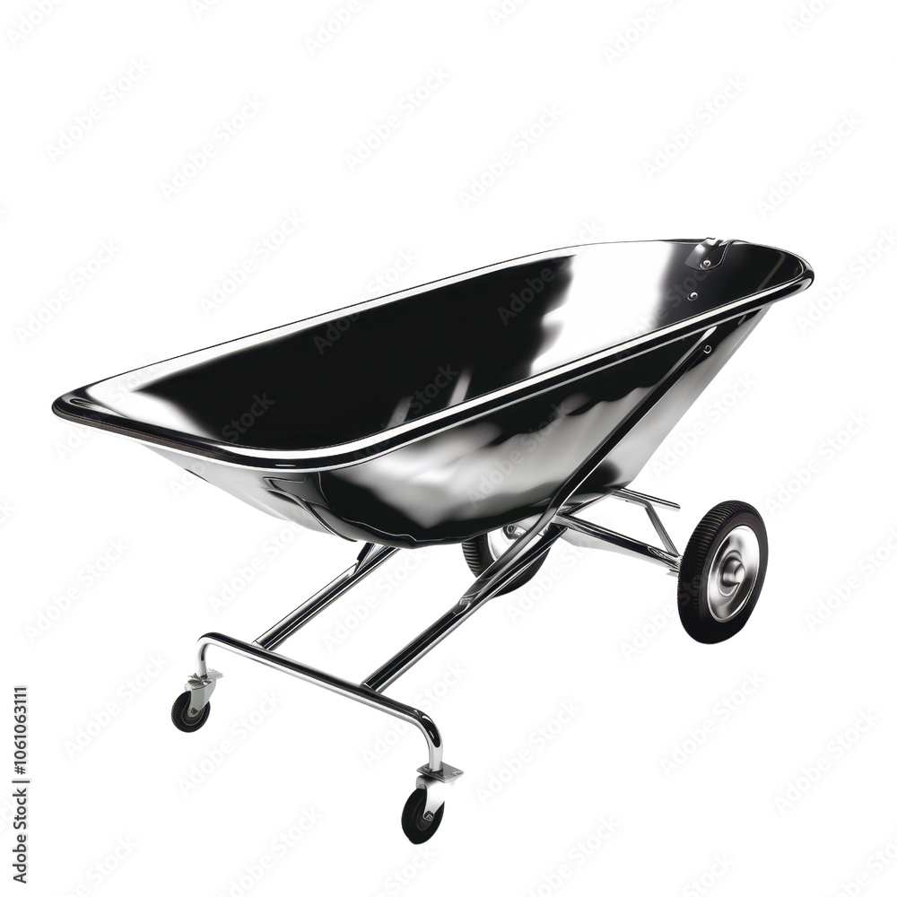 Metallic Wheelbarrow on White Background Metallic Wheelbarrow on White Background