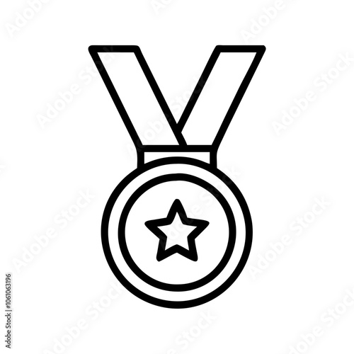 Simple line art icon of a medal with a star