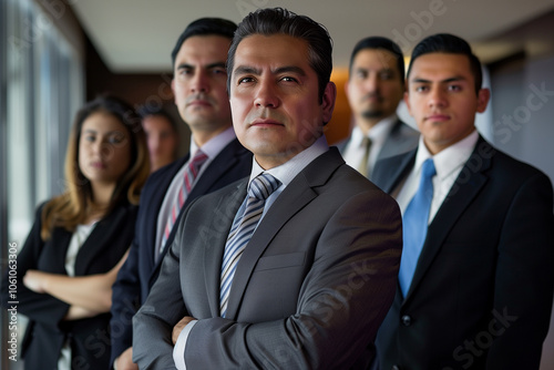 Photograph of a Mexico professional group of lawyers with the director at the front.
