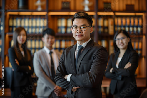 Photograph of a Vietnam professional group of lawyers with the director at the front. photo