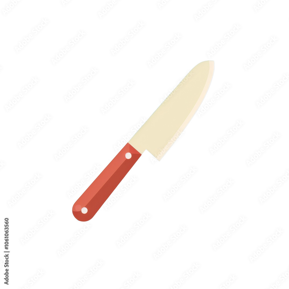 Simple Kitchen Knife with Red Handle Design Simple Kitchen Knife with Red Handle Design