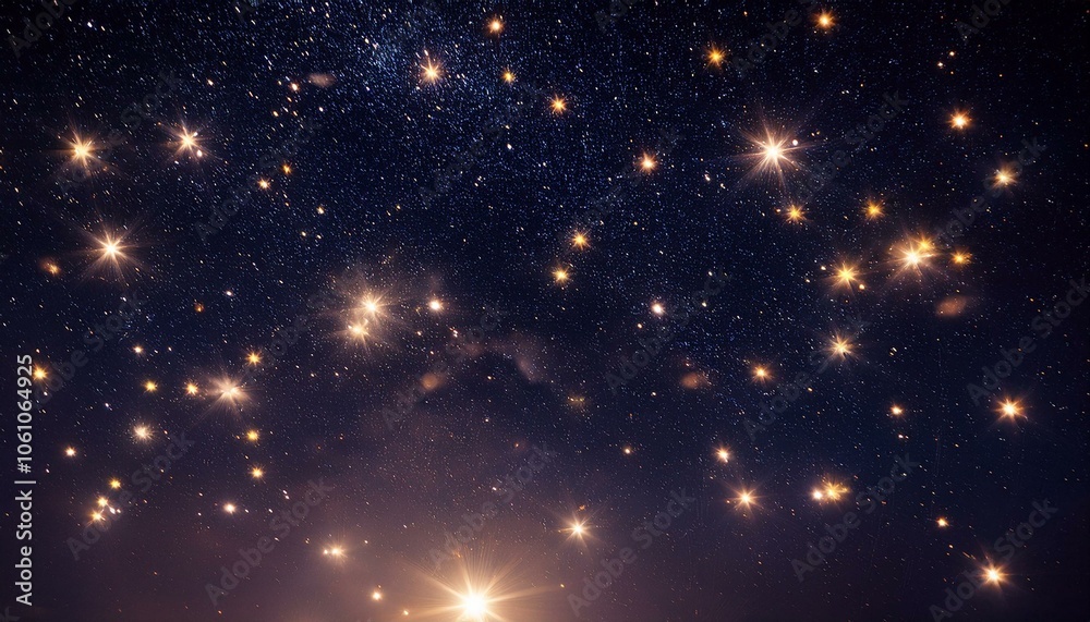 A mesmerizing view of the night sky, filled with twinkling stars and a bright, luminous galaxy in the background.