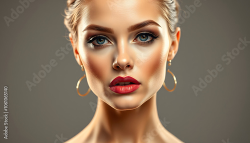 Model Beauty Stylish Makeup Portrait isolated with white highlights, png photo