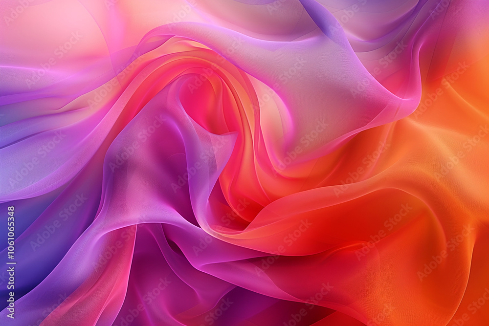 A close-up of a colorful ombre fabric, draped and flowing in a soft swirl A close-up of a colorful ombre fabric, draped and flowing in a soft swirl