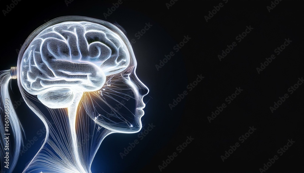 A digital illustration of a female head with a glowing brain, highlighting the complexities of the human mind. A digital illustration of a female head with a glowing brain, highlighting the complexities of the human mind.