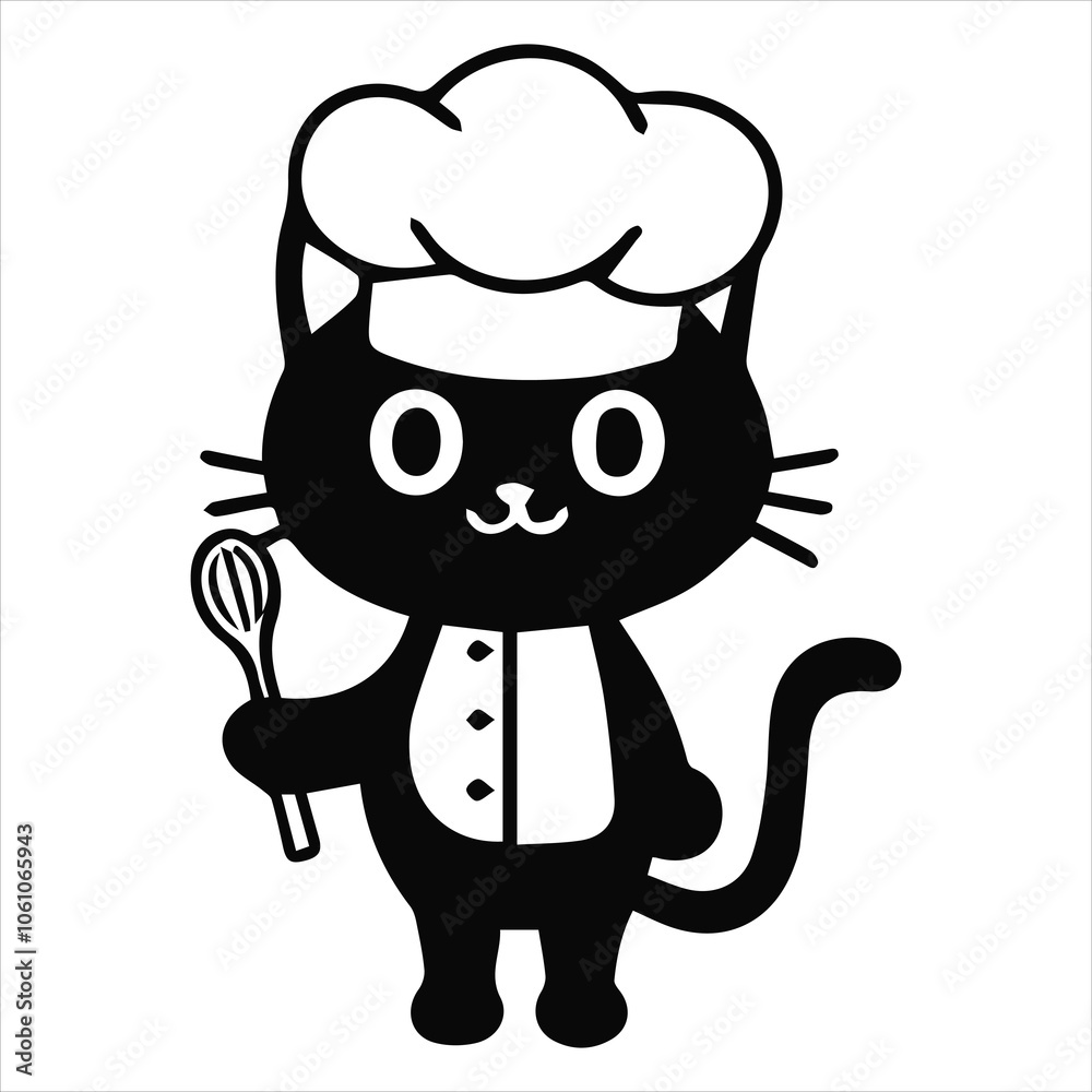 A cartoon black cat sporting a napoleon hat A cartoon black cat sporting a napoleon hat