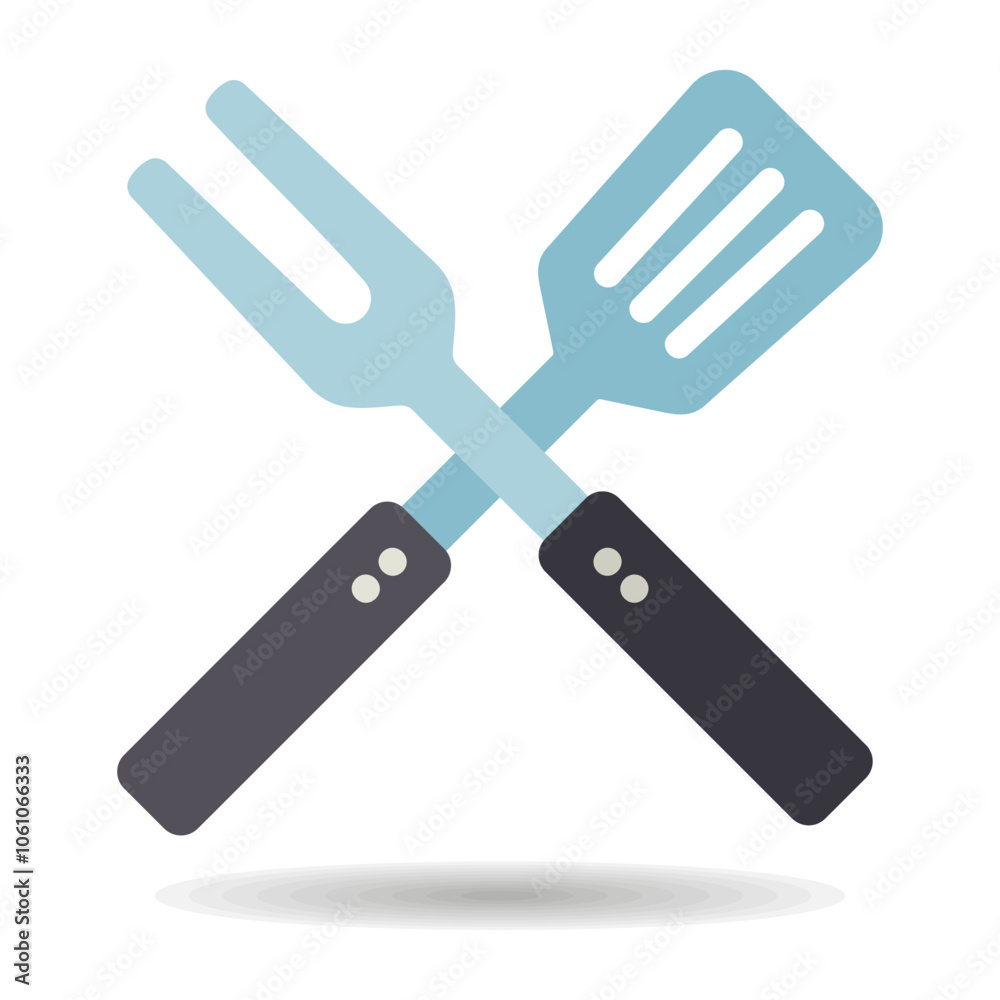Big fork and spatula vector icon. Kitchen appliance Big fork and spatula vector icon. Kitchen appliance