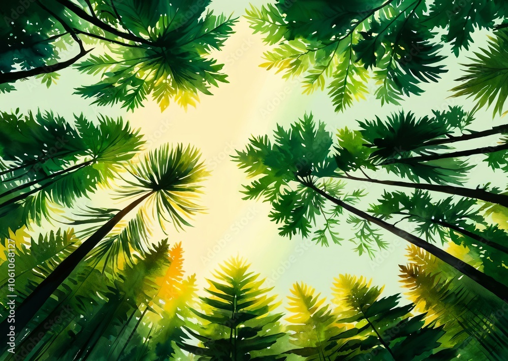 Obraz premium Emerald Canopy in Warm Amber Light