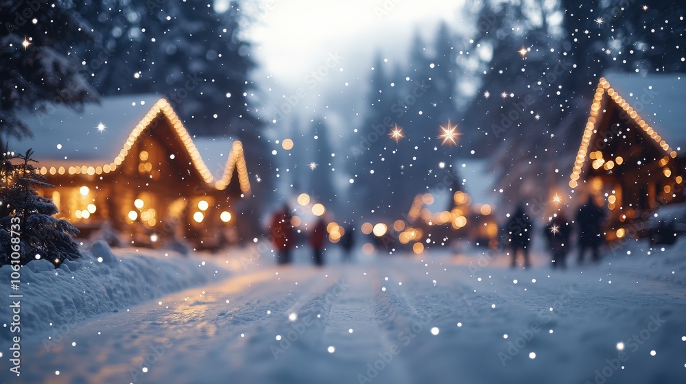 Fototapeta premium Snowy Village in Winter Wonderland Delight