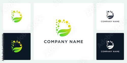 Vector letter D nature tech logo and icon editable