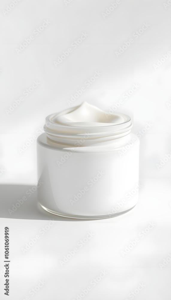 Minimal white cosmetic cream jar mockup on white background isolated with white highlights, png Minimal white cosmetic cream jar mockup on white background isolated with white highlights, png