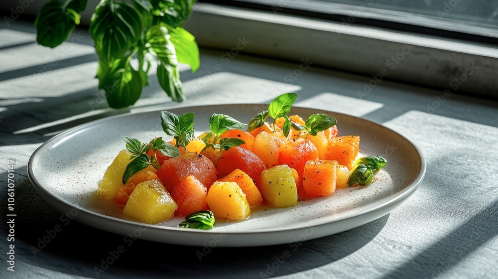 Colorful Gourmet Dish with Fresh Ingredients Colorful Gourmet Dish with Fresh Ingredients