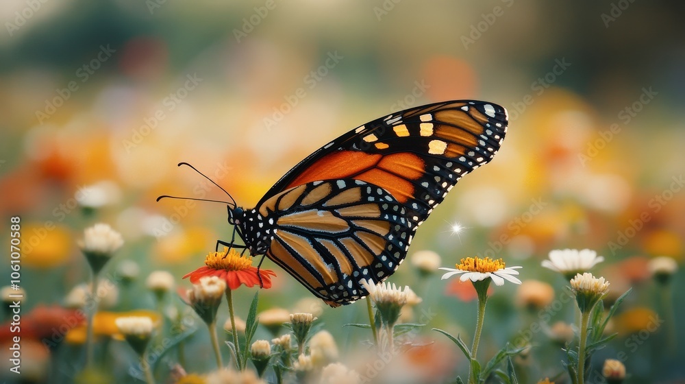 Colorful Butterflies in a Lush Meadow Landscape
