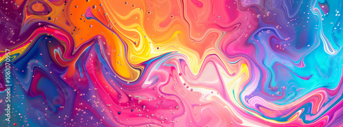 A close-up of vibrant, swirling colors in a modern abstract art piece