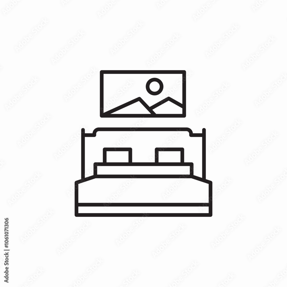bedroom bed picture icon sign vector bedroom bed picture icon sign vector