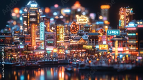 Wallpaper Mural Lively Night Cityscape with Colorful Lights Torontodigital.ca