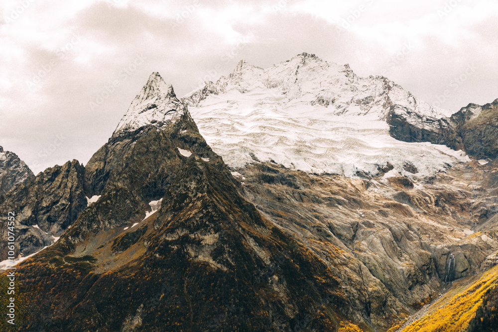 Fototapeta premium View of Dombay. mountain landscape. Dombay. Karachay-Cherkessia