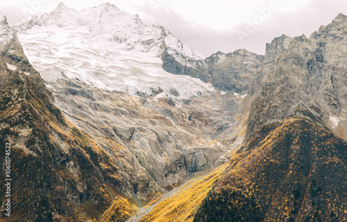 View of Dombay. mountain landscape. Dombay. Karachay-Cherkessia photo