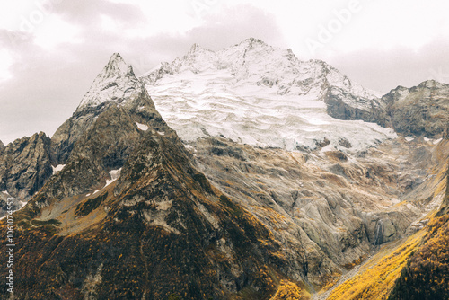 View of Dombay. mountain landscape. Dombay. Karachay-Cherkessia photo