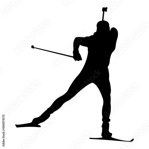 Biathlon sportsman silhouette. Vector illustration.