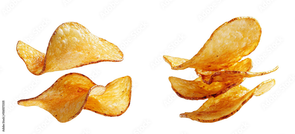 Crispy golden potato chips falling and flying on white background fast food unhealthy eating snack isolated potato chips with spices commercial photography crunchy delicious chips mockup packaging Crispy golden potato chips falling and flying on white background fast food unhealthy eating snack isolated potato chips with spices commercial photography crunchy delicious chips mockup packaging