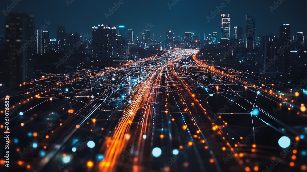 Fototapeta premium abstract professional business team people innovation connection of line from nail node to node on map background , networking concept