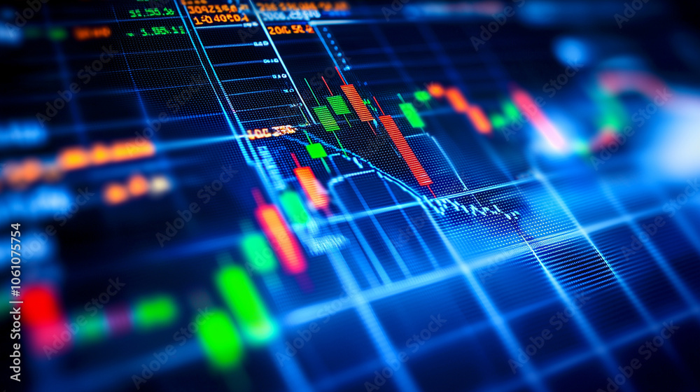 Financial Chart Displaying Upward Trend on Blue Monitor Financial Chart Displaying Upward Trend on Blue Monitor