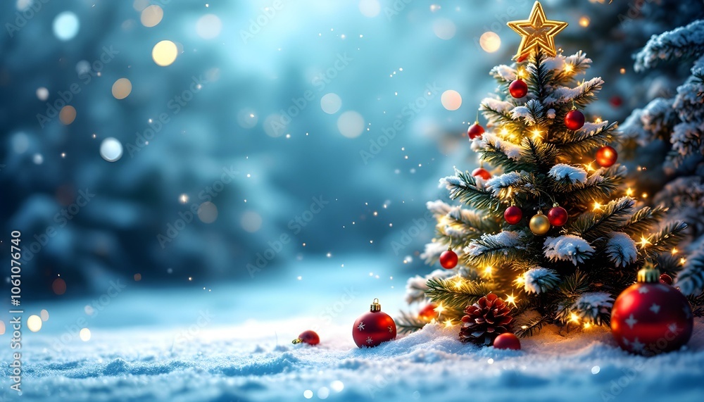 Merry Christmas background with xmas ball and tree Merry Christmas background with xmas ball and tree