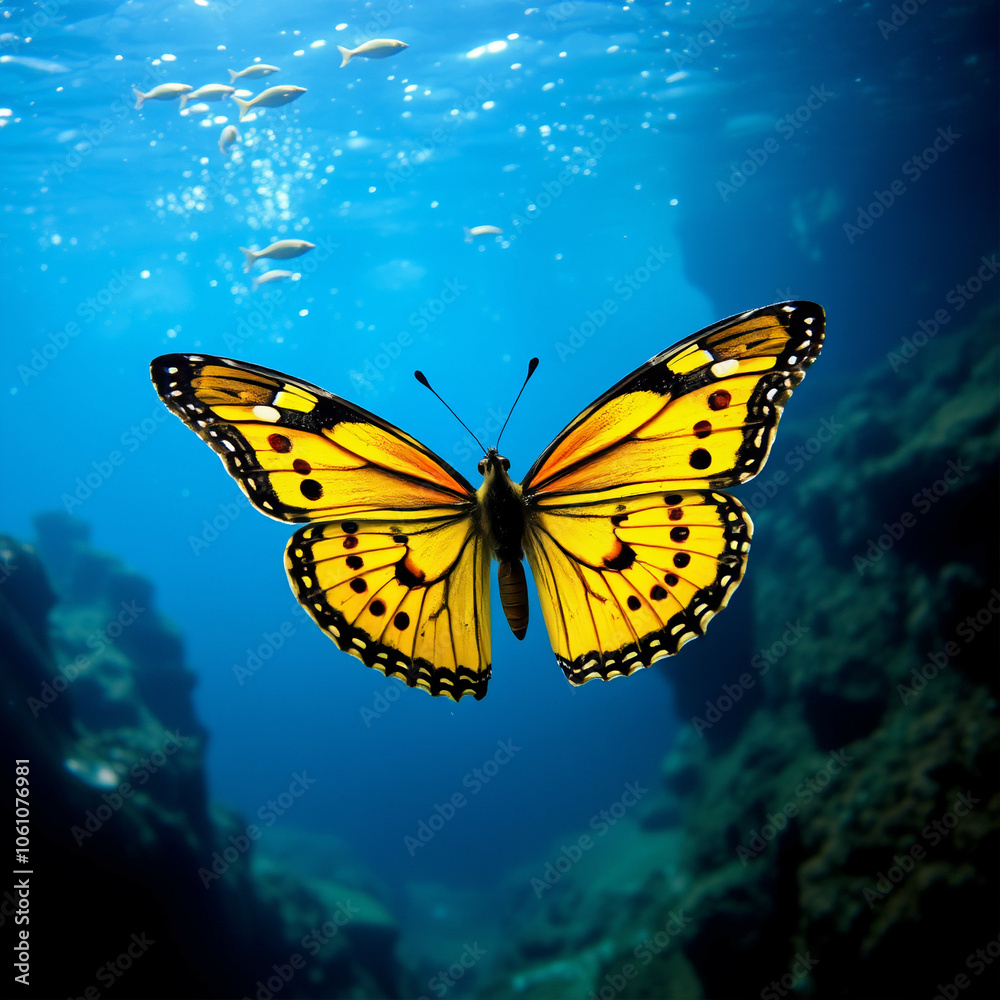 Żółty motyl podwodny