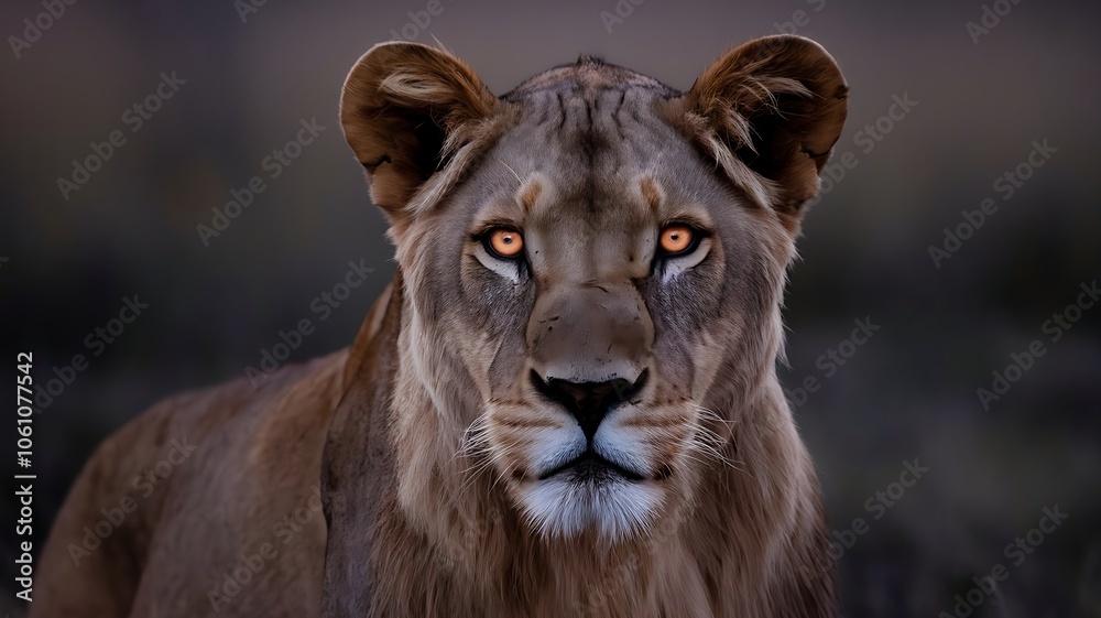 Fototapeta premium Close-up of a lion’s intense gaze