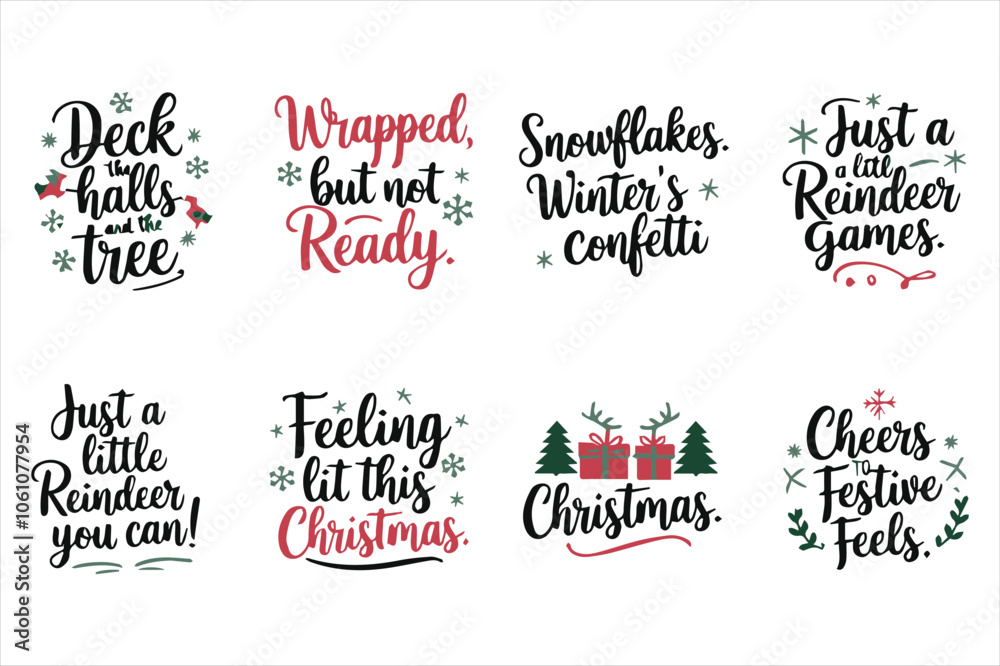 Fototapeta Christmas SVG design bundle digital files for holiday crafts